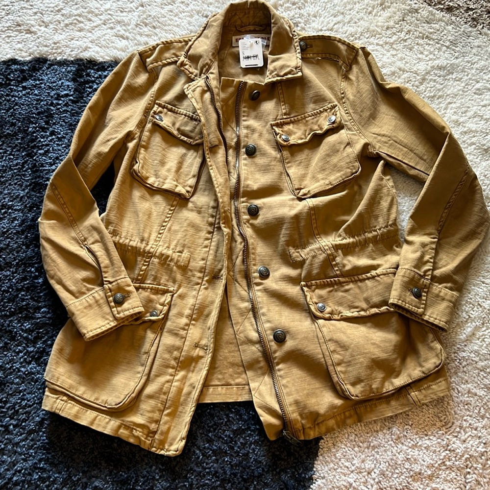 Free People Mustard Yellow Utility Jacket